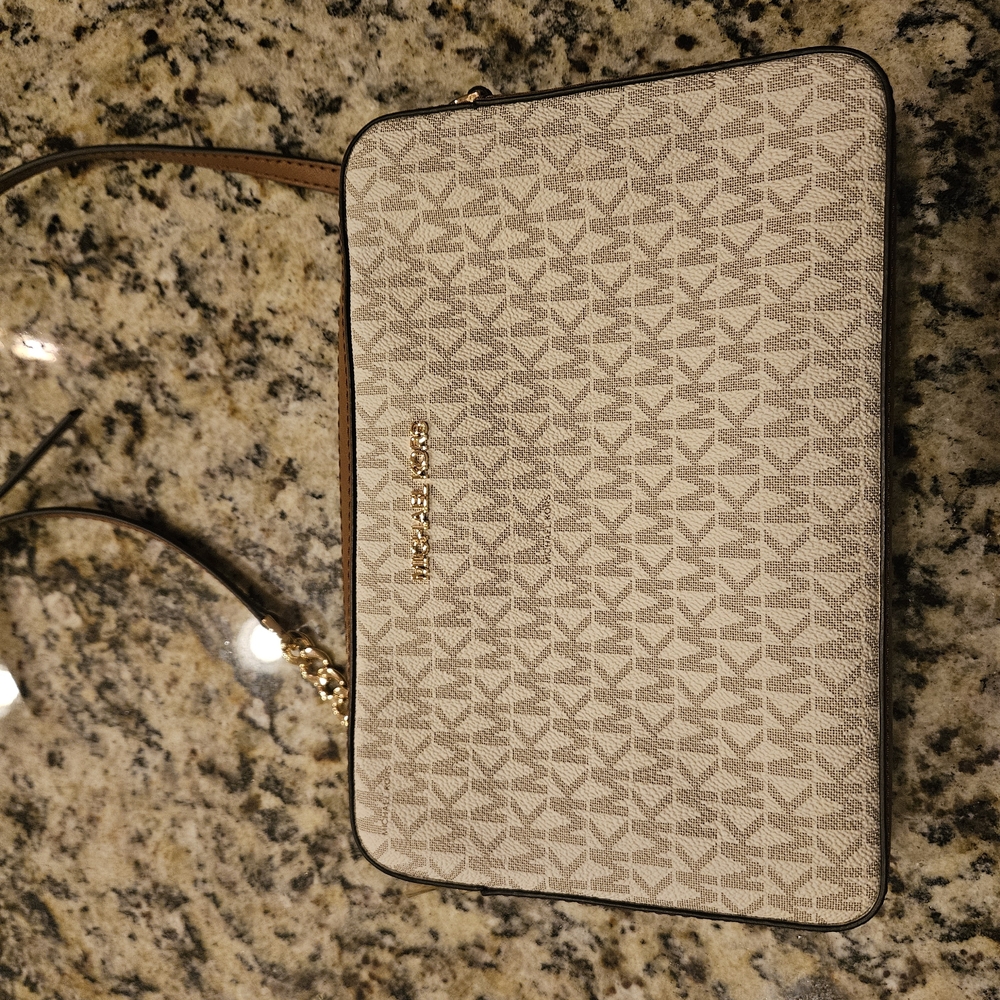 Michael Kors Cream and Brown Crossbody Bag